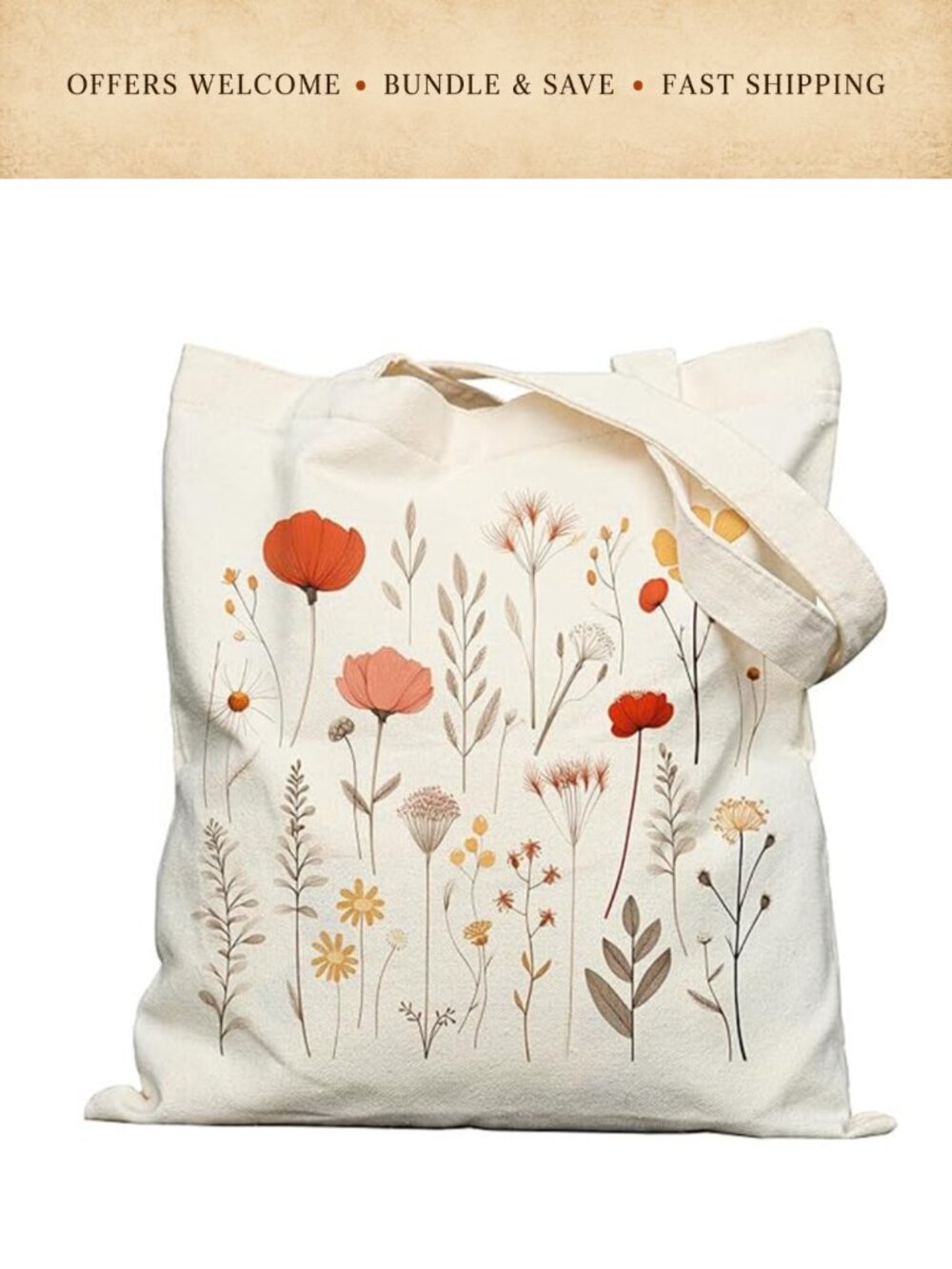Canvas Tote Bag Lightweight High-Capacity Multi-Functional Shopping Bag